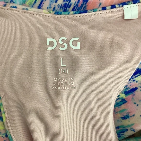 DSG Racerback Athletic Tank Dress Multicolor Abstract Print Size L - Picture 6 of 7